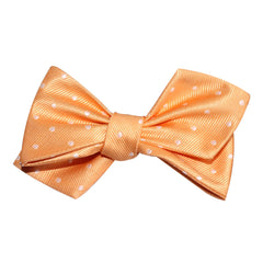 Orange with White Polka Dots Self Tie Diamond Tip Bow Tie 3
