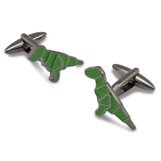 Origami T-Rex Gunmetal Cufflinks