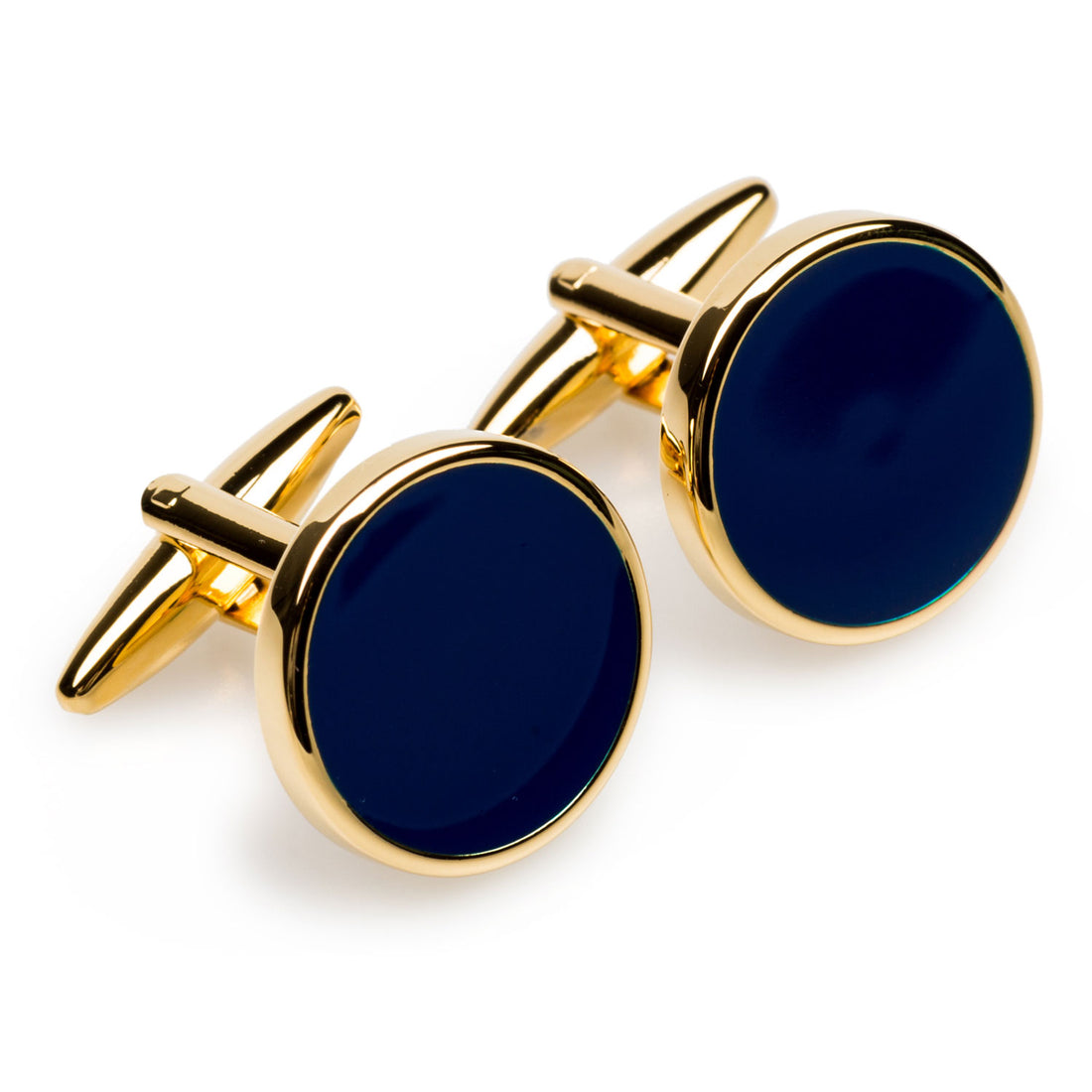 Orion Blue Stone Cufflinks Classic Gemstone Gold Round Cufflink