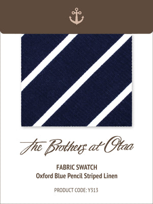 Fabric Swatch (Y313) - Oxford Blue Pencil Striped Linen