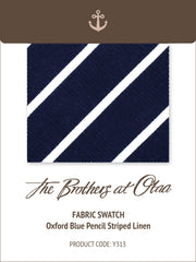 Oxford Blue Pencil Striped Linen Y313 Fabric Swatch