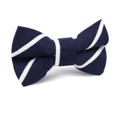 Oxford Blue Pencil Striped Linen Kids Bow Tie