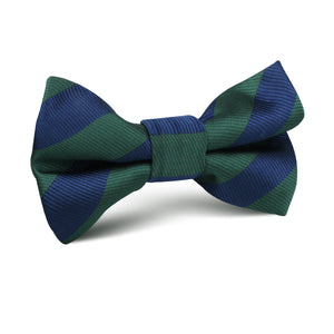 Oxford Blue & Dark Green Striped Kids Bow Tie