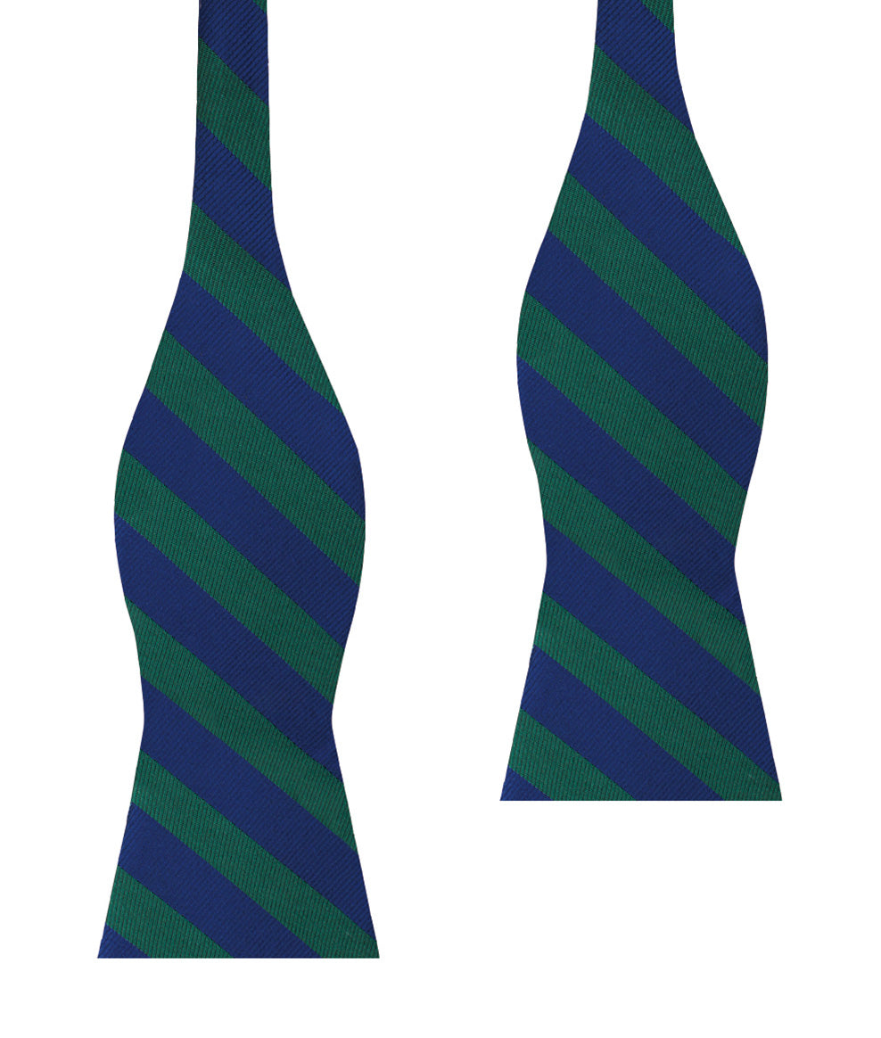 Oxford Blue & Dark Green Striped Self Bow Tie