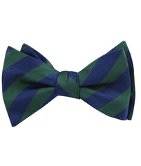 Oxford Blue & Dark Green Striped Self Tied Bow Tie