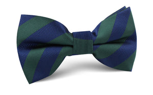 Oxford Blue & Dark Green Striped Bow Tie