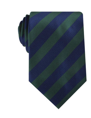 Oxford Blue & Dark Green Striped Necktie