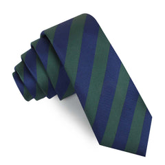 Oxford Blue & Dark Green Striped Skinny Tie
