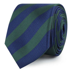 Oxford Blue & Dark Green Striped Skinny Ties