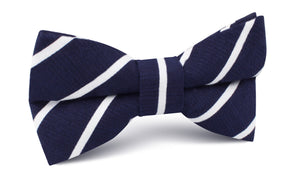 Oxford Blue Pencil Striped Linen Bow Tie