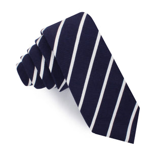 Oxford Blue Pencil Striped Linen Skinny Tie