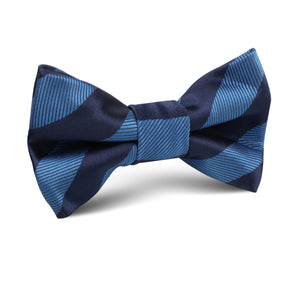 Oxford & Steel Blue Striped Kids Bow Tie