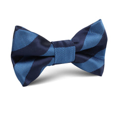Oxford & Steel Blue Striped Kids Bow Tie