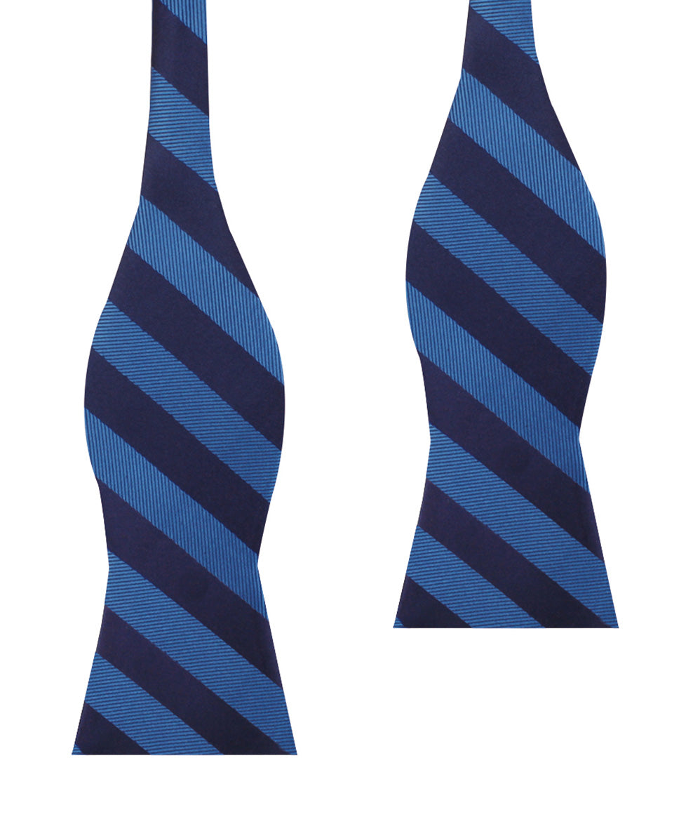 Oxford & Steel Blue Striped Self Bow Tie