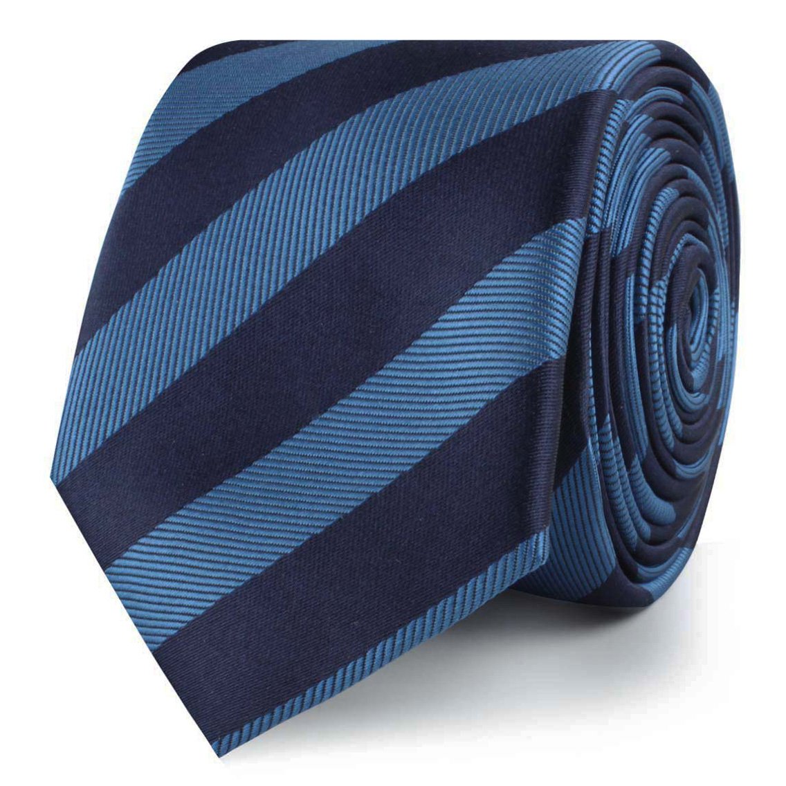 Oxford & Steel Blue Striped Skinny Ties