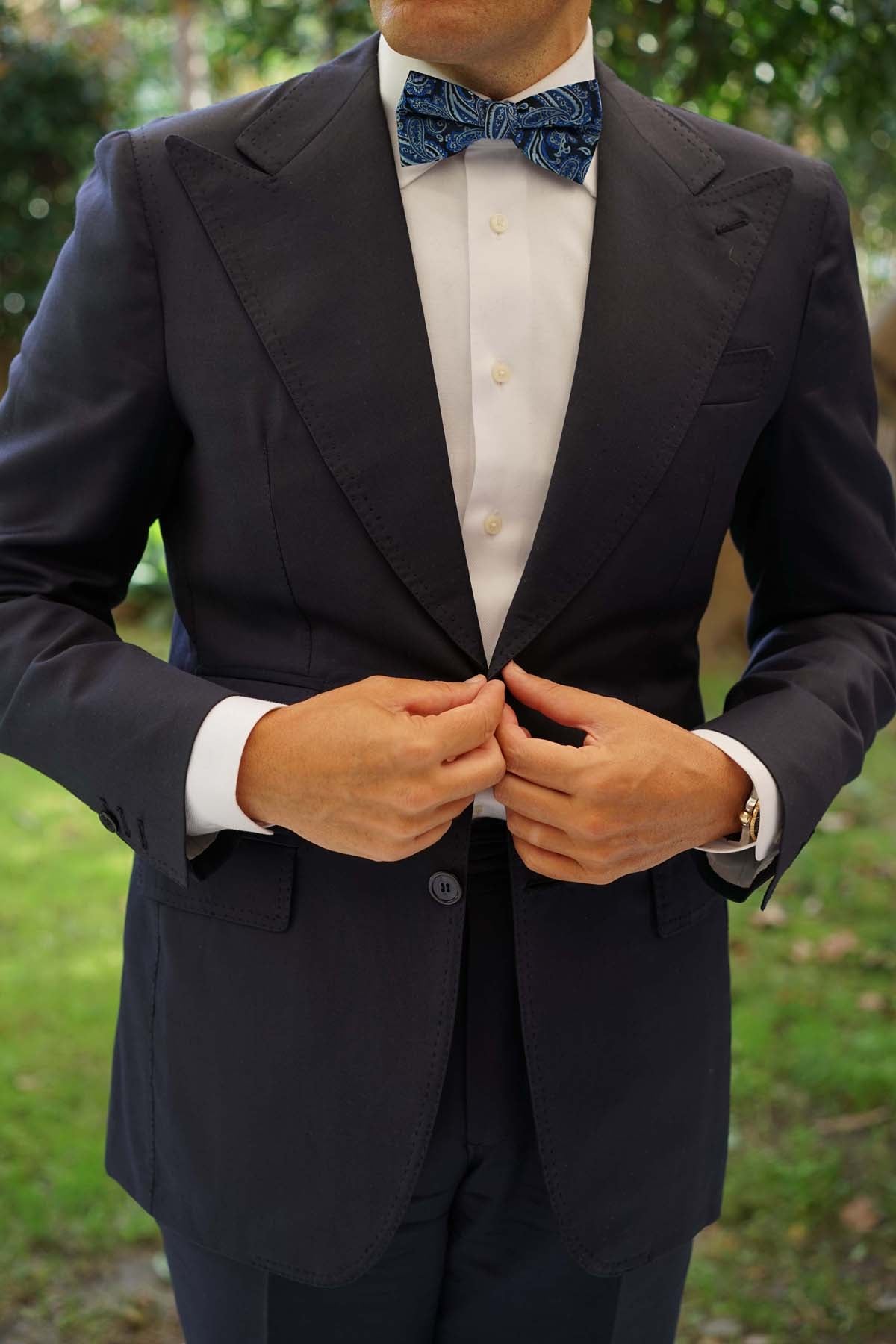 Black Suit Blue Bow Tie — free download