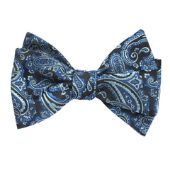 Paisley Black and Blue Bow Tie Untied Self tied knot by OTAA