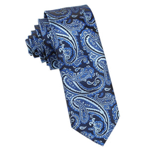 Paisley Black and Blue Skinny Tie