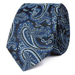 Paisley Black and Blue Skinny Tie OTAA roll