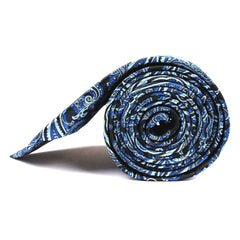 Paisley Black and Blue Tie  Side View