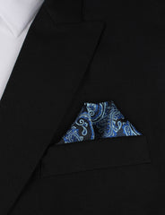 Paisley Black and Blue Winged Puff Pocket Square Fold