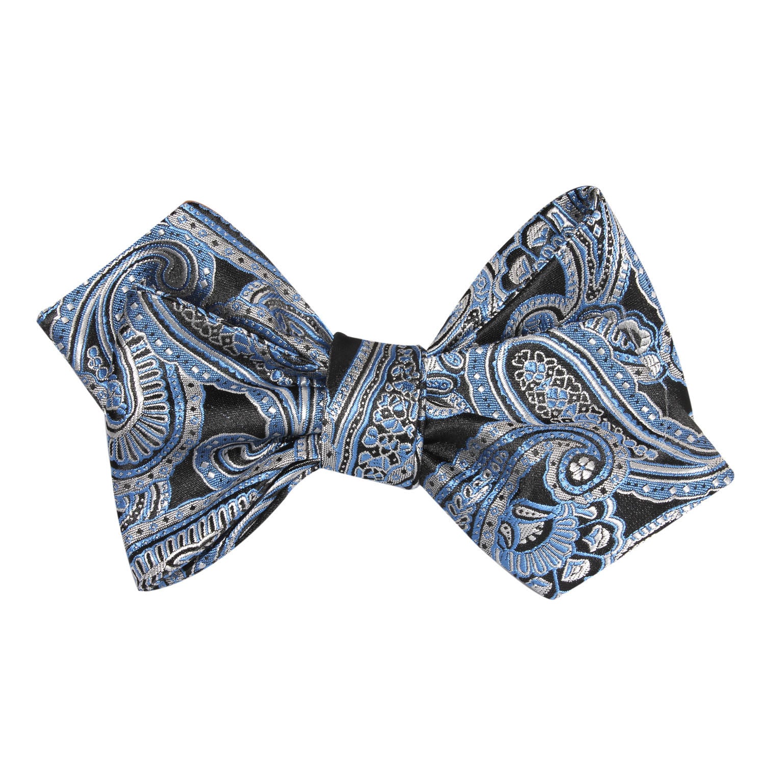 Paisley Blue Self Tie Diamond Tip Bow Tie 1