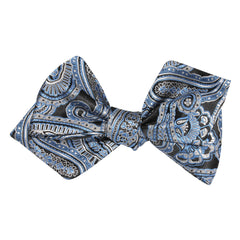 Paisley Blue Self Tie Diamond Tip Bow Tie 3