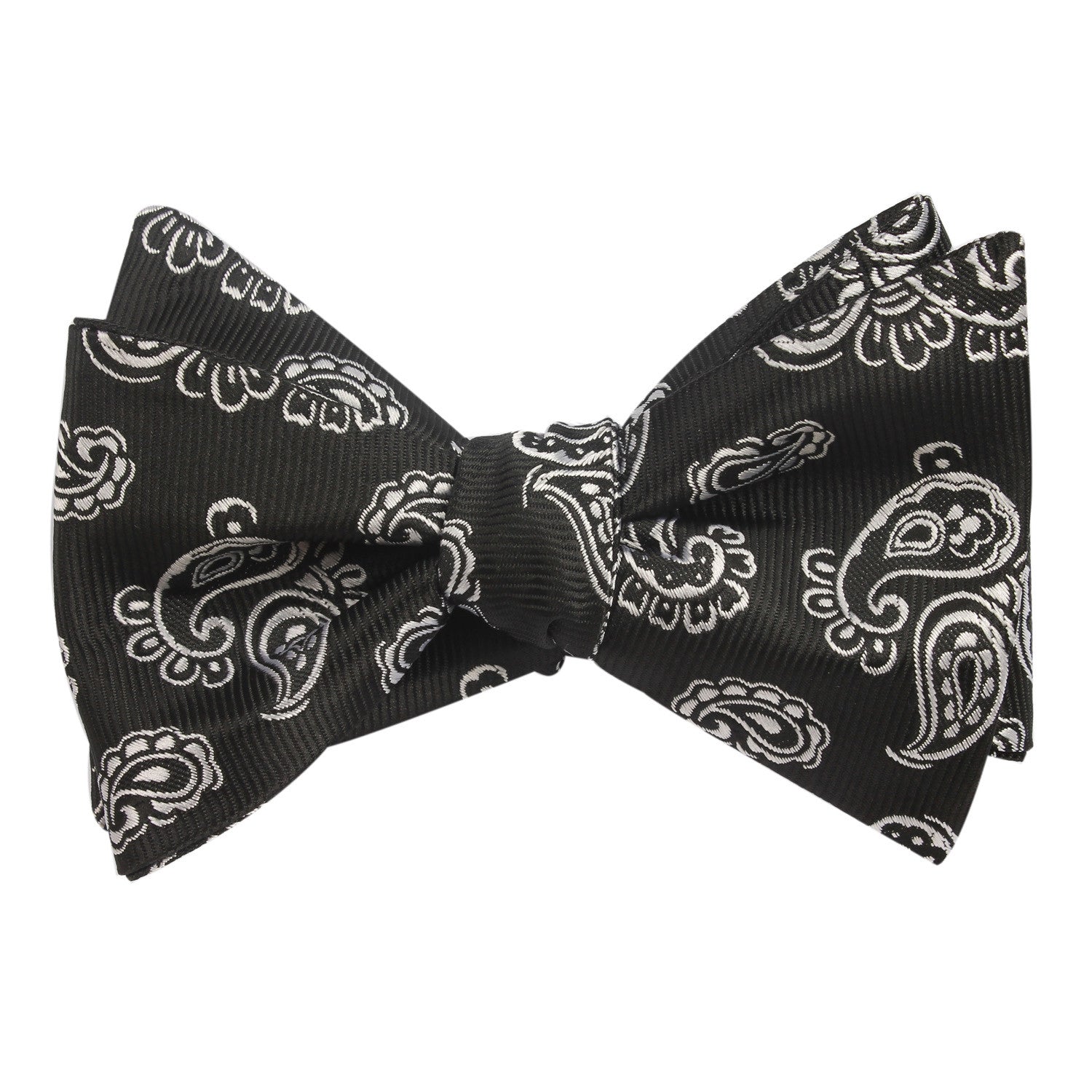 Paisley Coal Black Self Tie Bow Tie Self tied knot by OTAA