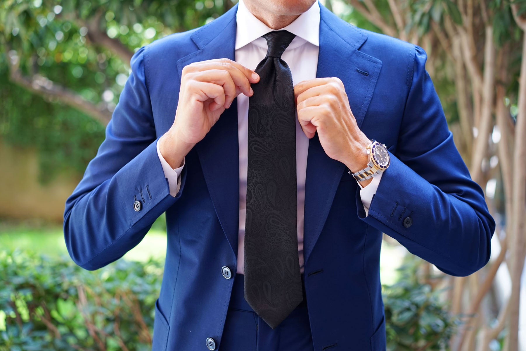 Paisley Midnight Black Necktie | Wedding Tie | Designer Ties for Men | OTAA