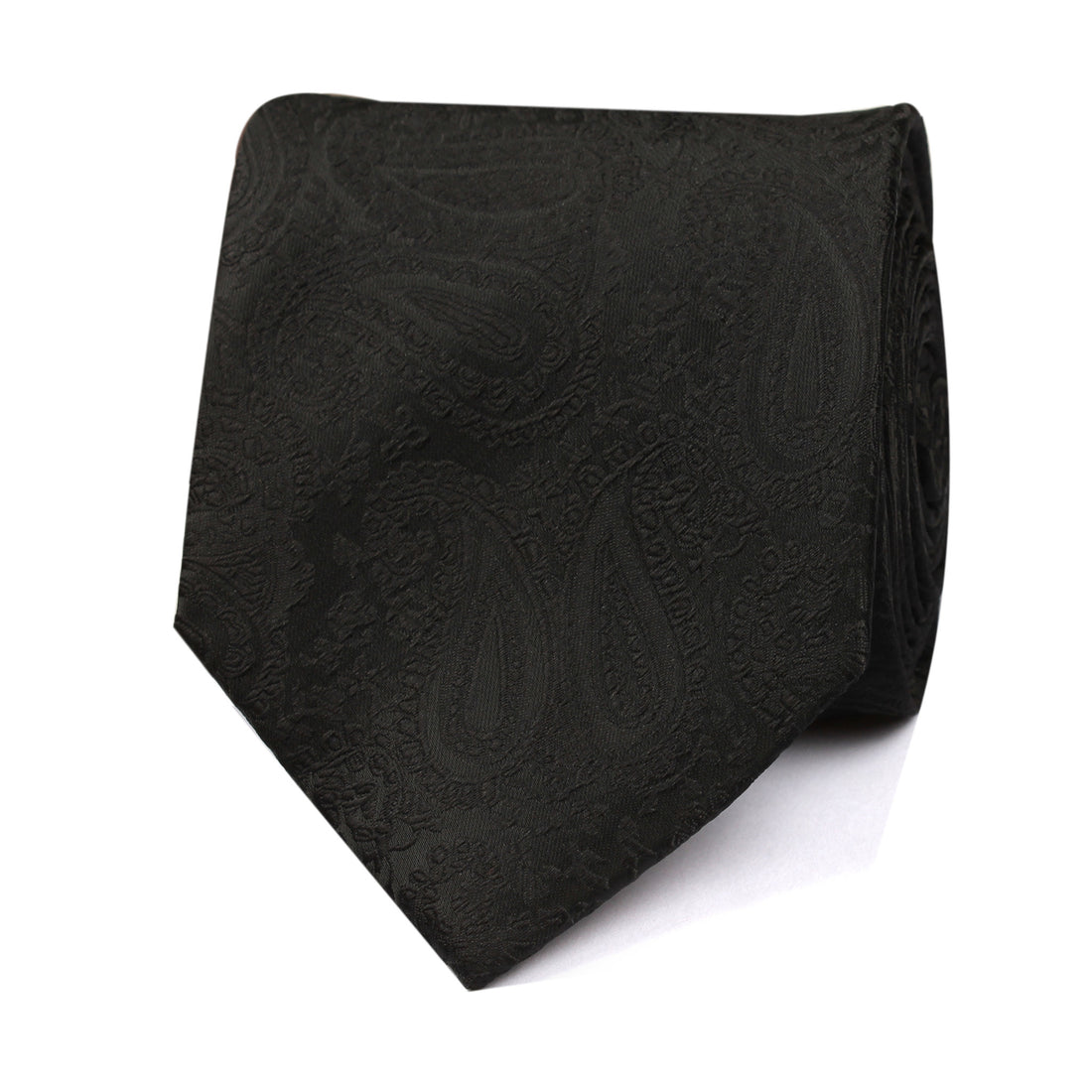Paisley Midnight Black Necktie Front View
