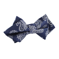 Paisley Navy Blue Diamond Bow Tie