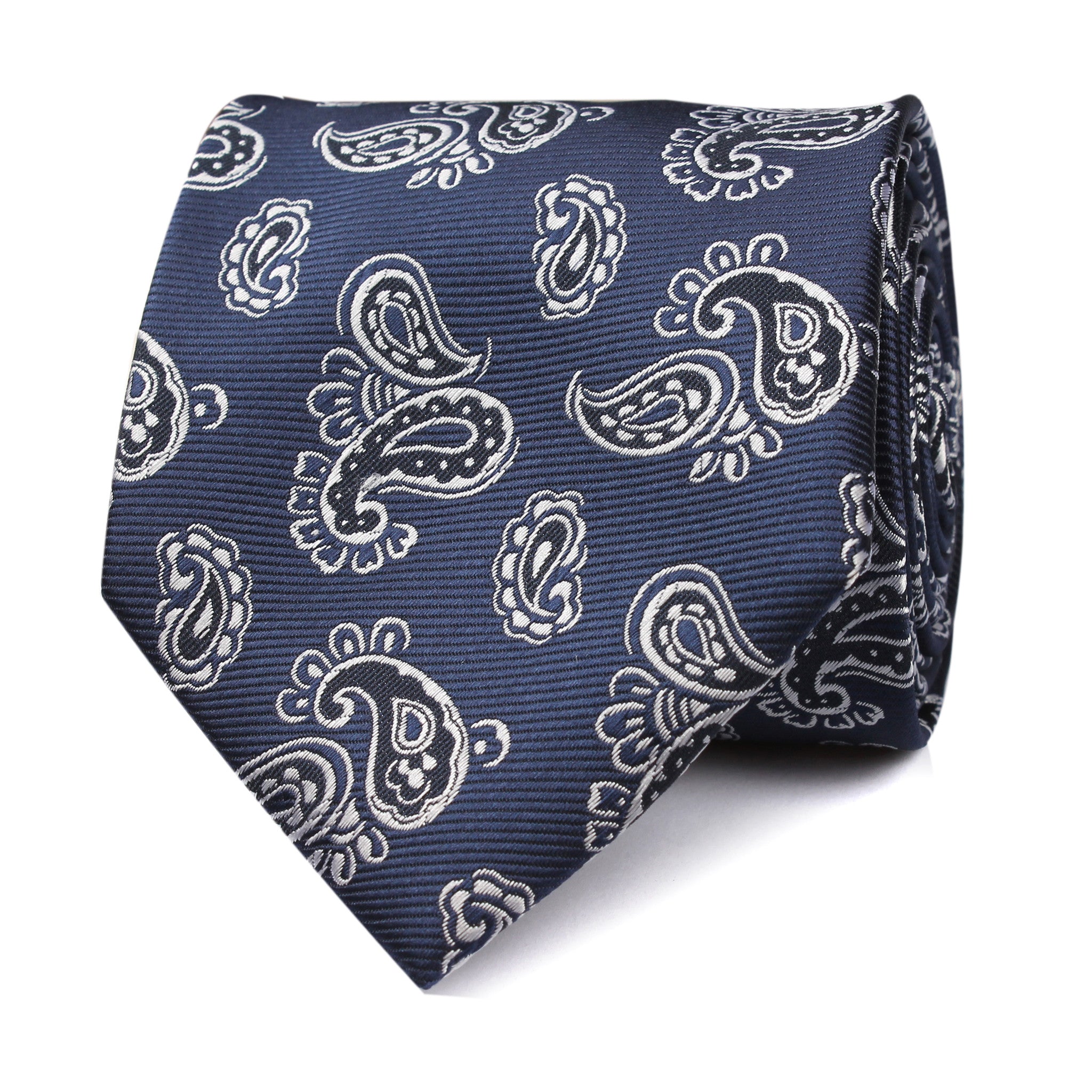 Paisley Navy Blue Tie Front View