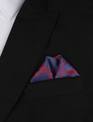 Paisley Purple and Red - Winged Puff Pocket Square Fold