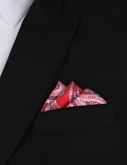 Paisley Red - Oxygen Three Point Pocket Square Fold