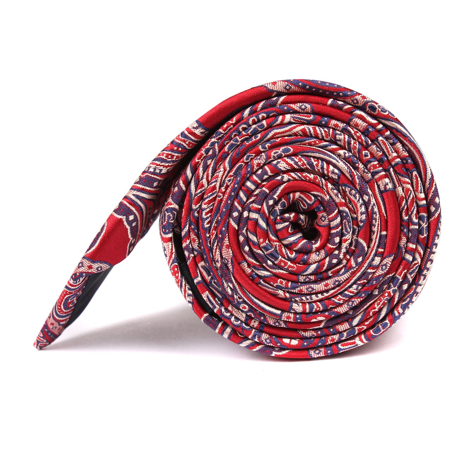 Paisley Red - Skinny Tie Side Roll