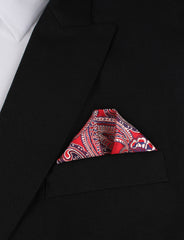 Paisley Red - Winged Puff Pocket Square Fold