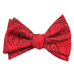Paisley Red Maroon with Black - Bow Tie (Untied) Self tied knot by OTAA