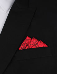 Paisley Red Maroon with Black - Oxygen Three Point Pocket Square Fold
