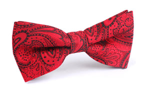 Paisley Red Maroon with Black - Bow Tie