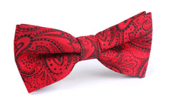 Paisley Red Maroon with Black Bow Tie OTAA