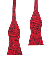 Paisley Red Maroon with Black Bow Tie Untied X016 OTAA