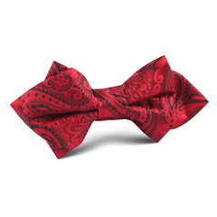 Paisley Red Maroon with Black Diamond Bow Tie