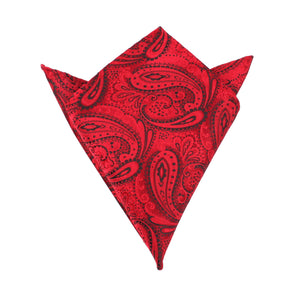 Paisley Red Maroon with Black - Pocket Square