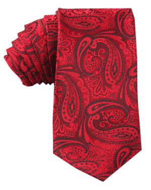 Paisley Red Maroon with Black Tie