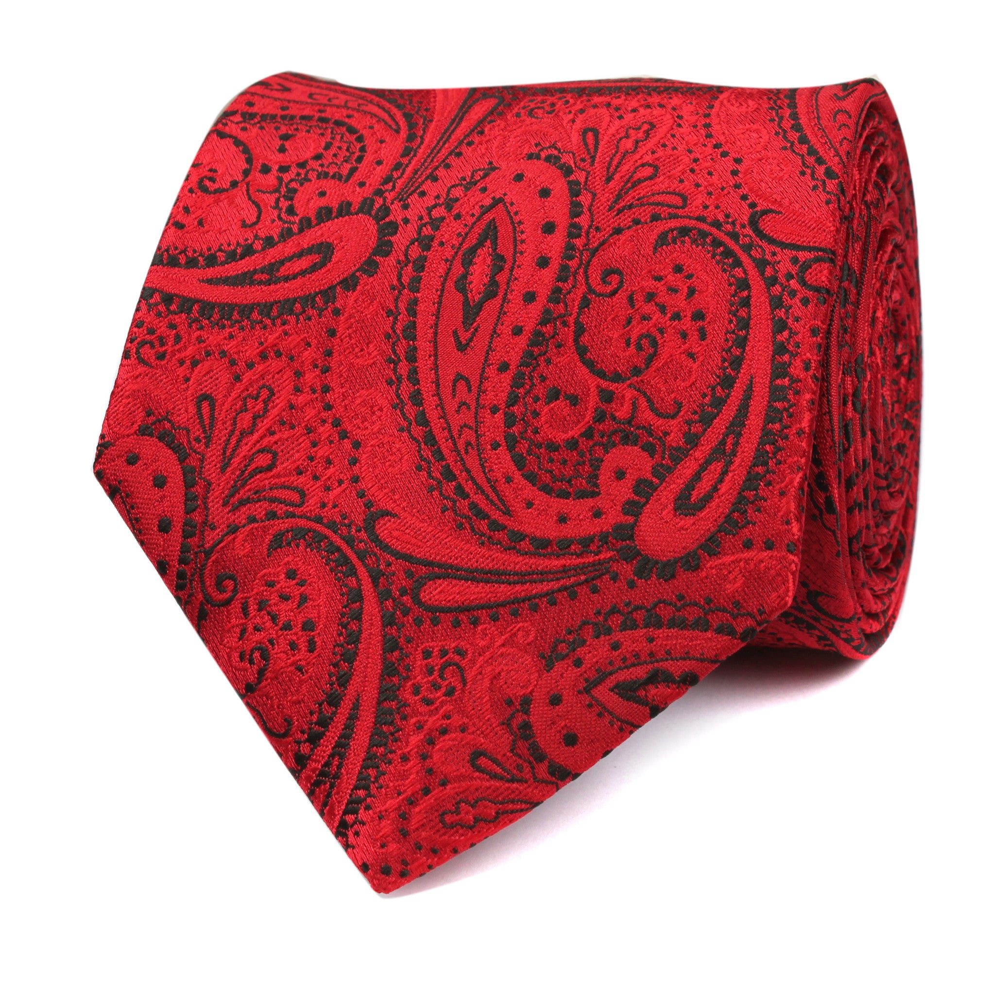 Paisley Red Maroon with Black Tie Front View