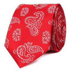 Paisley Red Skinny Tie OTAA roll
