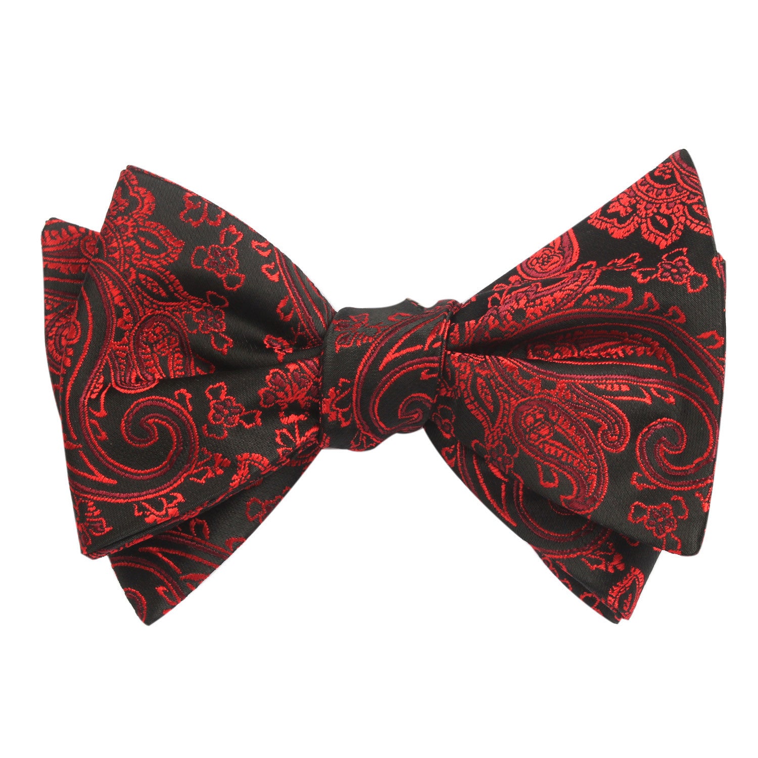 Paisley Red and Black Bow Tie Untied Self tied knot by OTAA
