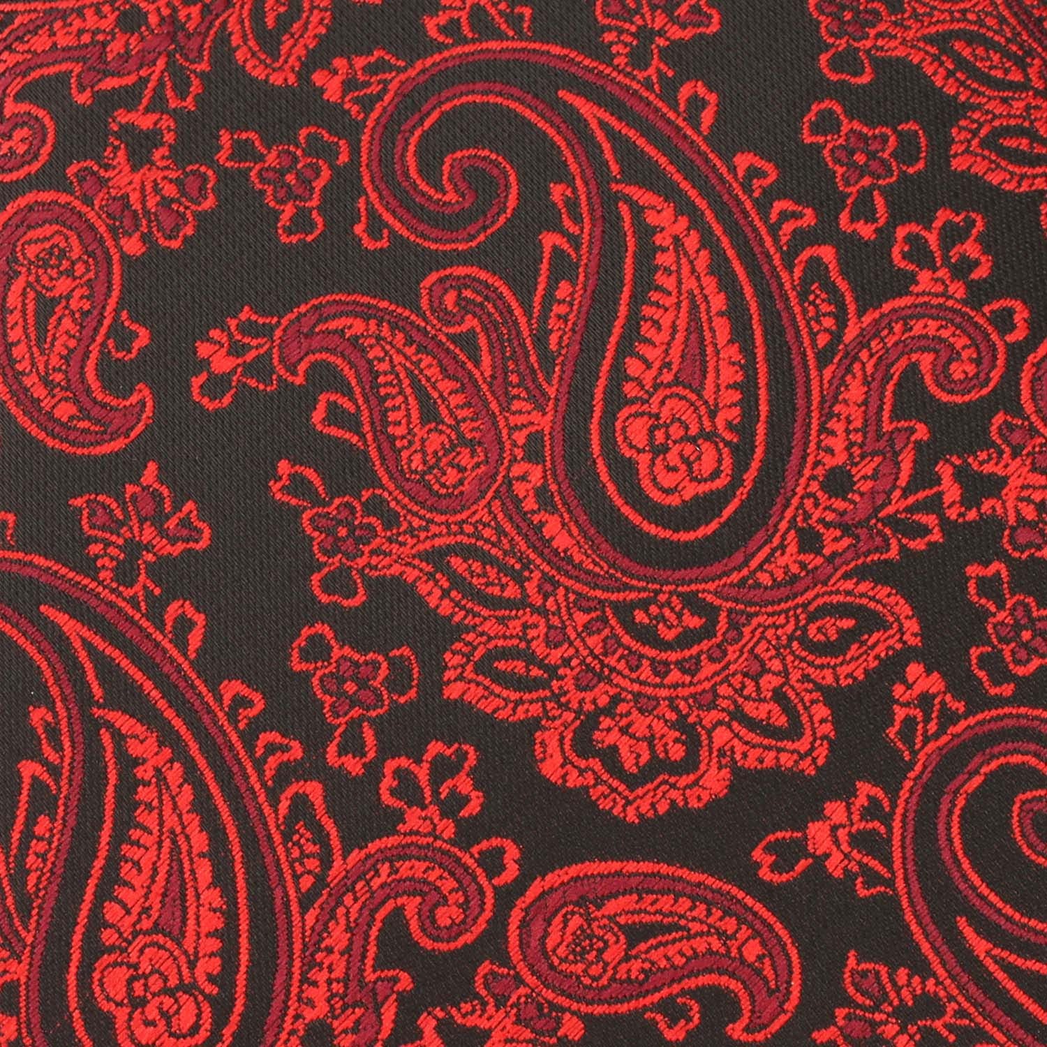 Paisley Red and Black Fabric Pocket Square X718