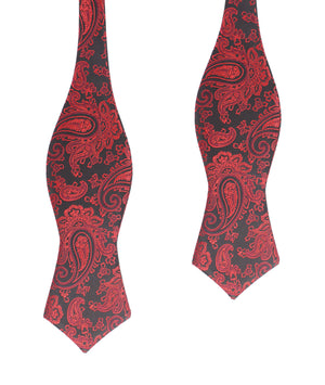 Paisley Red and Black Self Tie Diamond Tip Bow Tie