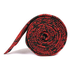 Paisley Red and Black Skinny Tie Side Roll